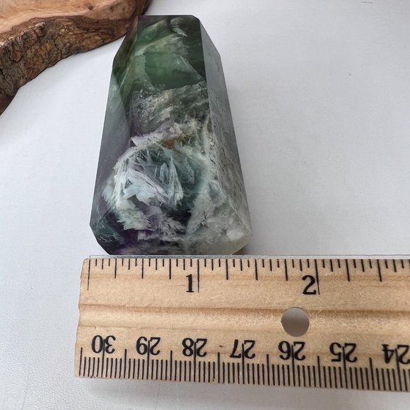 Chunky 4" Beautiful Rainbow Fluorite Crystal Tower Natural Healing Crystal Point - Picture 6 of 9